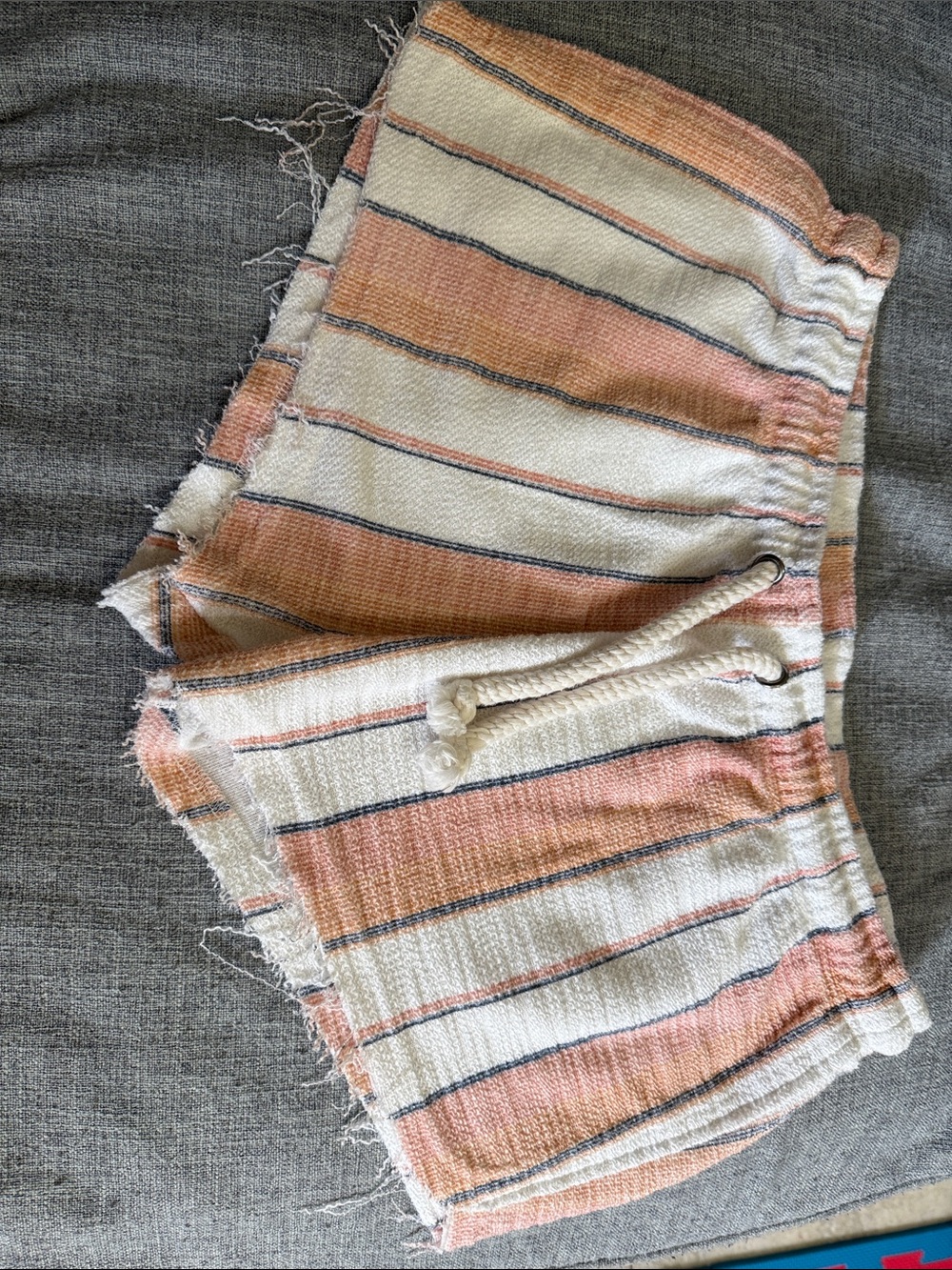 Ocean Drive Pink and Cream Striped Drawstring Athletic Shorts
